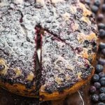 Easy Blueberry Cake with slice removed