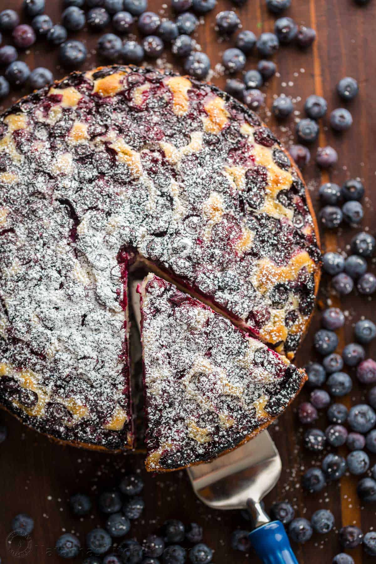 Moist and soft Blueberry Lemon Cake. A blueberry cake with blueberries inside and out